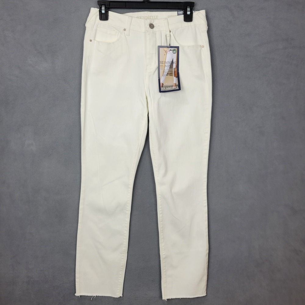 SoundStyle Jeans Women 4 White Denim Cotton Stretch 5-Pockets Skinny Leg Zip Fly